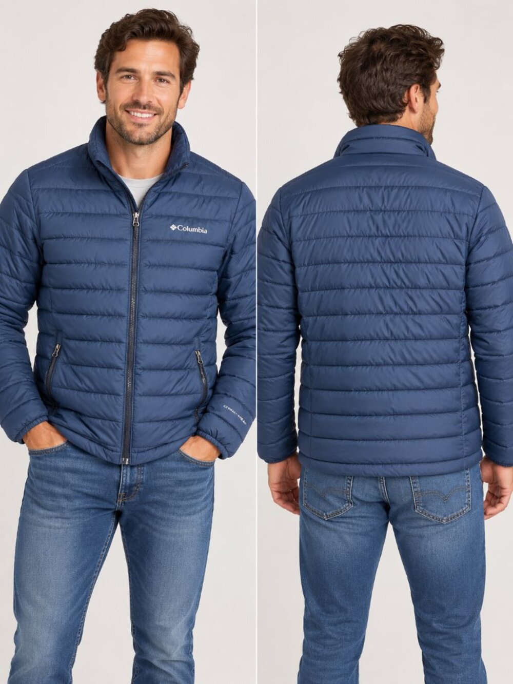 Columbia Omni-Heat Men's Small Navy Blue Quilted Puffer Jacket packable